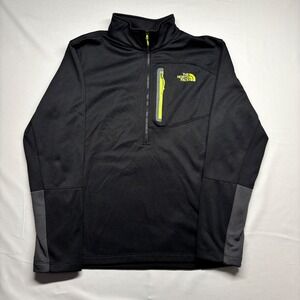The North Face Mens Quarter Zip Pullover Black Volt Green Large